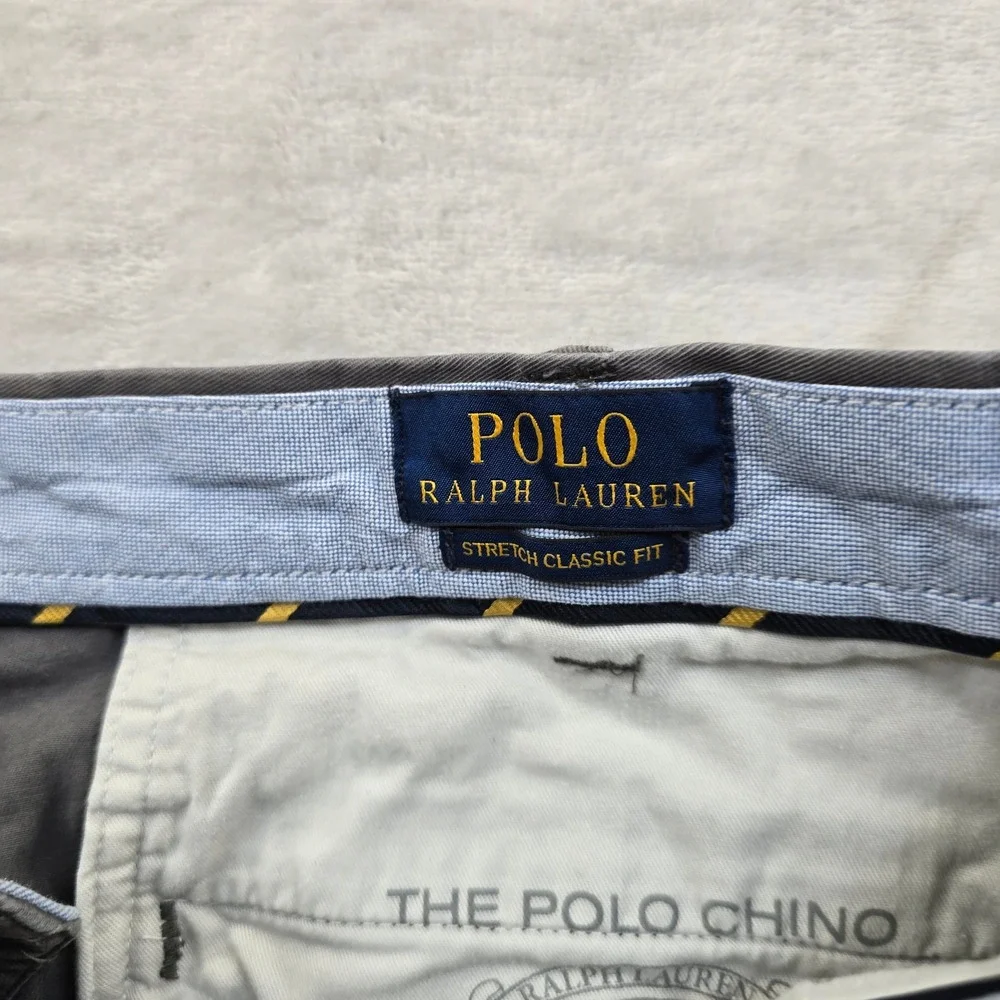 Polo Ralph Lauren Chino Shorts‎ Mens 38 Gray Stretch Cotton Classic Fit Polo